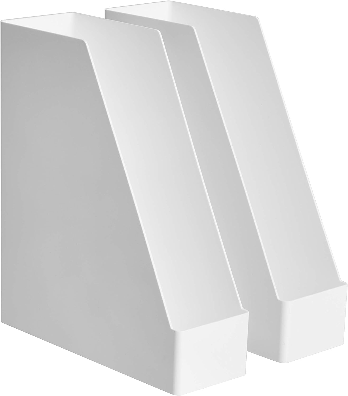 230527220921213_1 Basics Plastic Desk Organizer - Magazine Rack, White, 2-Pack - Image 1